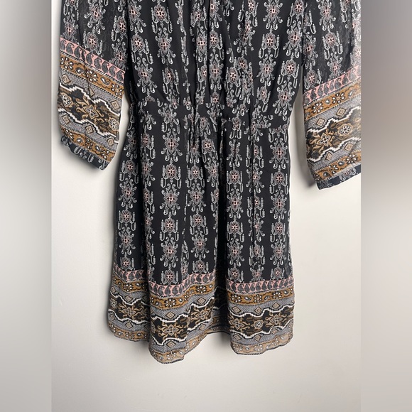 Madewell Lace Up Burnished Floral Mini Dress Black/Brown Size 00 - Picture 5 of 11